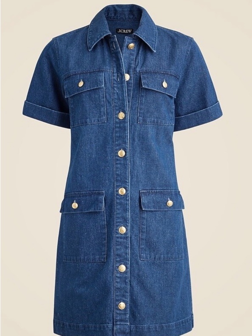 J. Crew Blue Short-Sleeve Denim Shift Dress